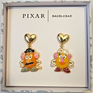 TOY STORY Disney Pixar X BaubleBar Mr. Mrs. Potato Head Gold Dangle Earrings NIB